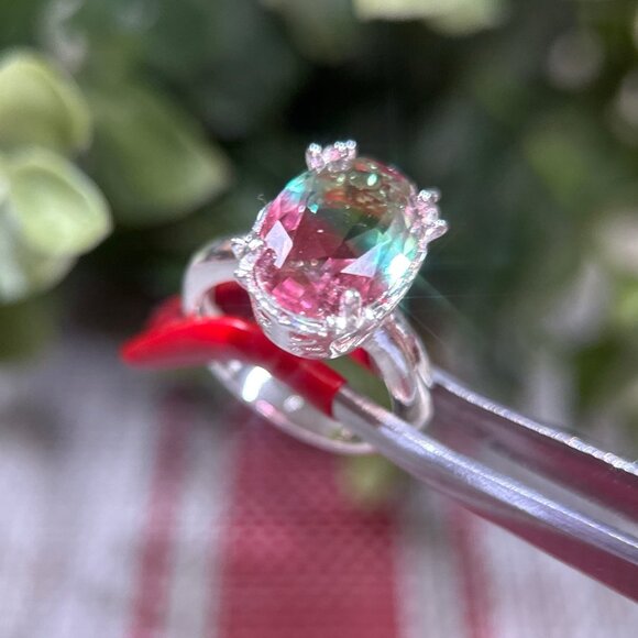 Watermelon Colored Stone Rin - Picture 5 of 9